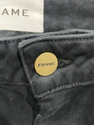 Frame Le One Skinny Larsen Women's Sz 2 Black Stretch High Rise Denim Jeans NWT - Picture 3 of 13