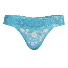 No Boundaries Juniors Micro Thong XXXL 21 New with Tags Neptune Blue Fun Floral