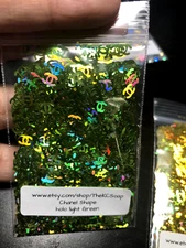 100G Holographic Light Green Glitter Slice letter alphabet confetti C US Seller