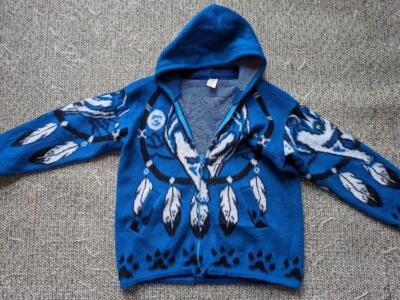 vintage 1990s native american WOLF wool hoodie M hooded sweatshirt