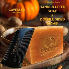 Handcrafted Caveman® Pumkin Spice Beard Oil Beard Wash Shampoo Custom Soap +Comb