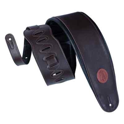 Levy's MSS2-4-DBR 4.5'' Wide Garment Leather w/Padding Bass Strap, Dark Brown