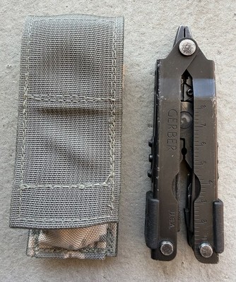 GERBER MP600 USA BLACK OXIDE MULTI TOOL, KNIFE, PLIER, W/SHEATH, GOOD+ CONDITION