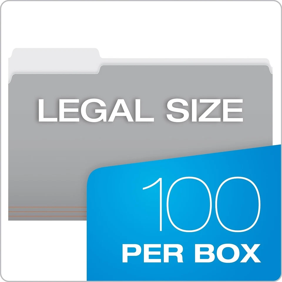 435013GRA Interior File Folders, 1/3 Cut Top Tab, Legal, Gray (Box of 100) - Image 4 of 4
