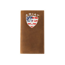 Ariat American Flag Logo Aged Bark Rodeo Wallet A35547217