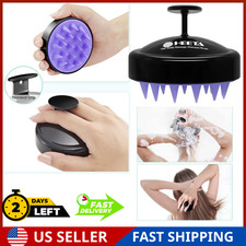 Silicone Scalp Massager Hair Growth Shampoo Brush Dandruff Care Black Wet DryUse