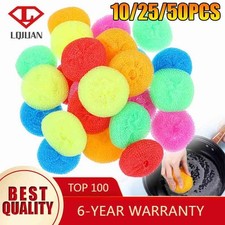 Non Scratch Plastic Mesh Scourers Round Dish Pot Scrubber Washing Scouring Ball 