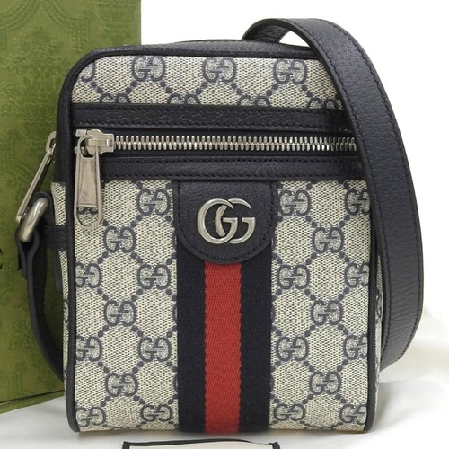 GUCCI Bag: Ophidia 598127 Gray/Navy W13H18D5.5cm w/box dust bag;