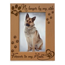 No Longer by my Side, Forever in my Heart Wood Picture Frame. Pet Memorial fo...
