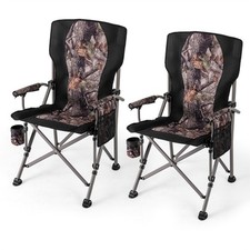 2PCS Folding Camping Chair with Cup Holder  Mesh Storage Pocket, Carry Bag