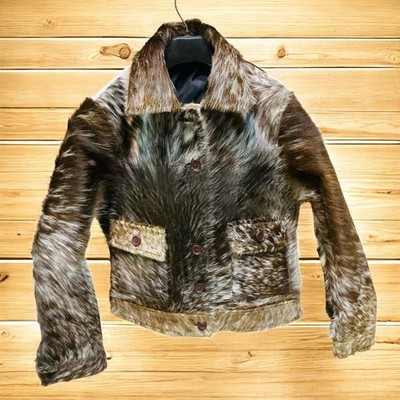 Men s Real Cowhide Leather Jacket Hair-On Fur Natural Cow Skin Western jacket