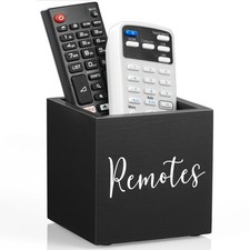 Small Wood Remote Control Holder Storage Caddy Organizer, Black