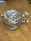 PYREX Flameware 8336 Stovetop Teapot & Lid 6 Cup Clear Glass Kettle Vtg USA