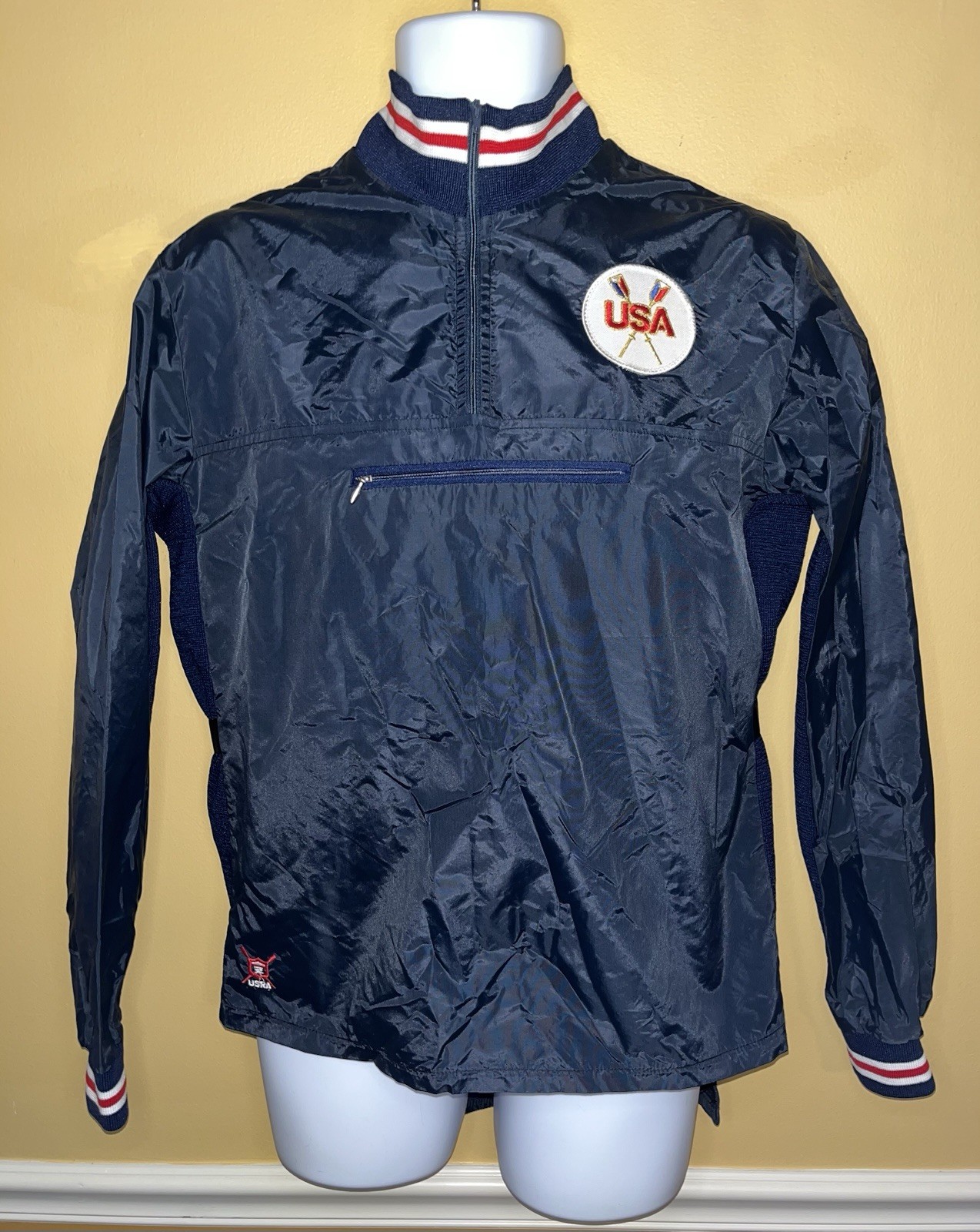 FILA Giacca Pullover Mezza Zip Vintage 1976 USA OLYMPIC Canottaggio "Boatho Stevenson"