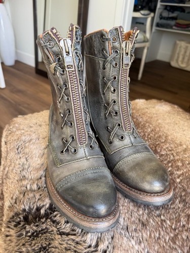 Freebird by Steven women's gray leather lace up ankle boots size 9