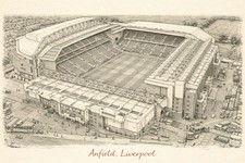 Anfield Liverpool A3 technischer Stil Stadion Kunstdruck Fu&szlig;ball Wandbild Geschenk