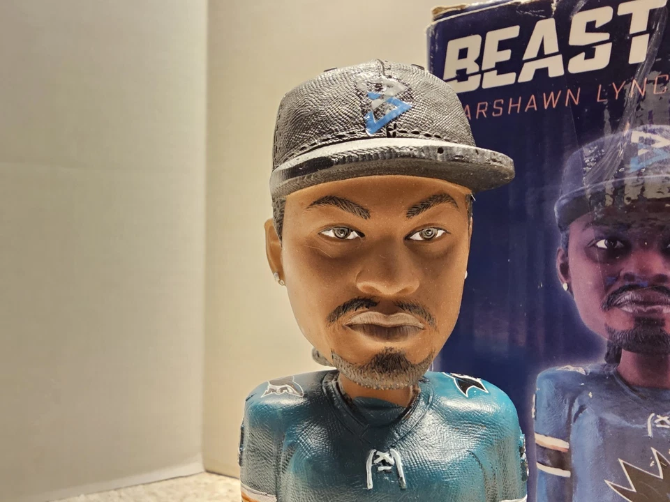 Marshawn Lynch San Jose Sharks NHL 2017 SGA Bobblehead NIB Beast Mode - Image 2 of 4
