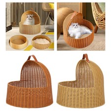 Imitation Rattan Cat Bed Comfortable Pet Bed for Puppy Small Animals Resting