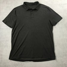 Lululemon Polo Shirt Men's Medium Black Short Sleeve Performance Stretch Golf