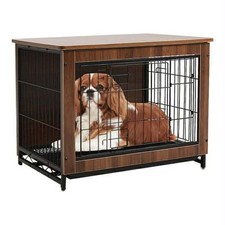 Vintage Wooden Wire Dog Crate Pet Cage 69x51x60cm