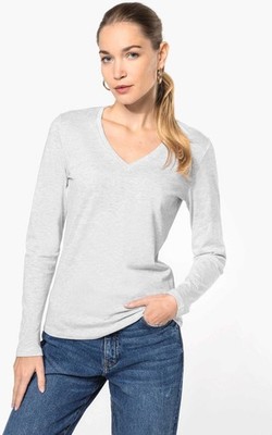 Damen Langarmshirt Ladies' long sleeve V-neck T-shirt | Kariban | K382