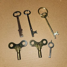 Antique Clock Keys Lot Vintage Barrel Lock Craft Decor Collectible Skeleton Key