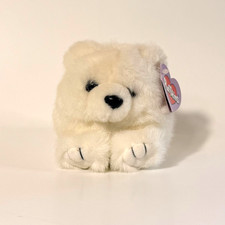 Swibco Puffkins Crystal White Bear Plush 1998 With Tags Smudge AS IS BAG-067