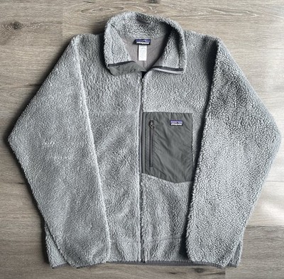 Vintage Patagonia Jacket Men Medium Gray Black Retro X Deep Pile Fleece Full Zip