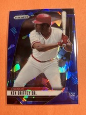 2025 Panini Prizm Blue Cracked Ice #256 Ken Griffey Sr. - Cincinnati Reds