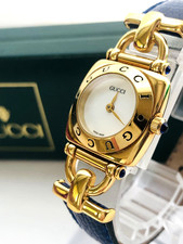 ▶️Vintage *N MINT/BOX* GUCCI 6300L Horsebit White Dial Gold Women's Quartz Watch