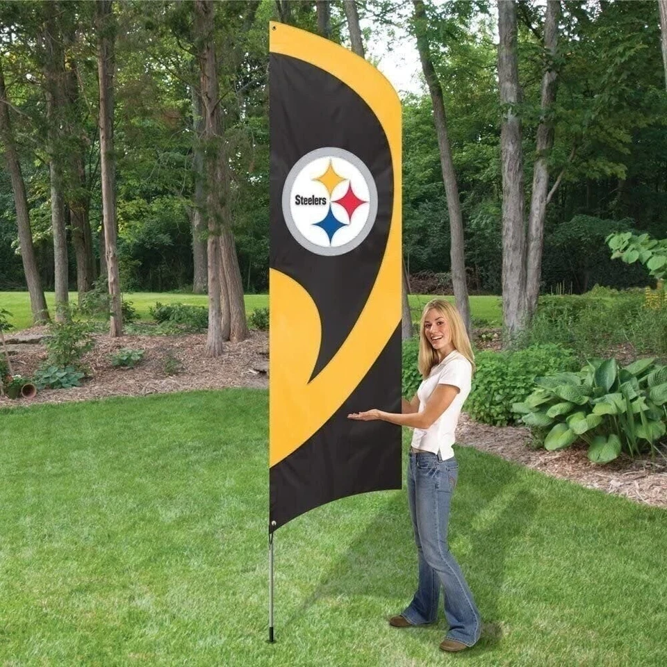 Pittsburgh Steelers Equipo Alto Bandera Tailgating Bandera Kit 8.5 x 2.5 pies con Poste Foto 2 de 2