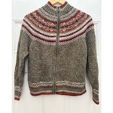 VTG Y2K Tiara International Small Fair Isle Ramie Cotton Zip Cardigan Nordic EUC
