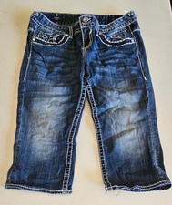 Vigoss Dublin Capri Jeans Mid Rise Embroidered Women s Junior s Sz 11/12 L 19