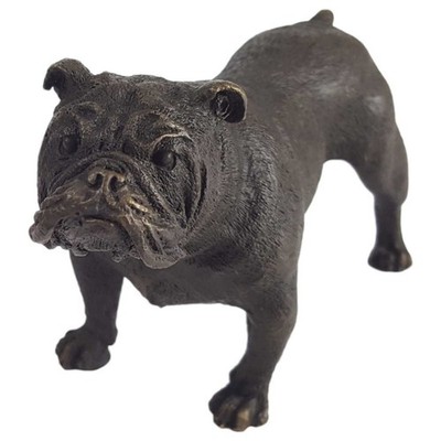 Bronzeskulptur Bronzefigur Statue Hund Englische Bulldogge Modern Art-Deco