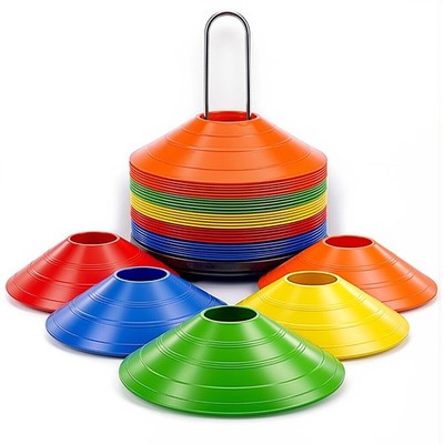 50er Set Fußballhütchen Markierungshütchen für Sport 5 Farben je 10 Stück