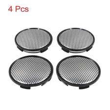 4pcs Black Carbon Fiber Pattern 63mm Dia 4 Clips Wheel Tyre Center Hub Cap Cover