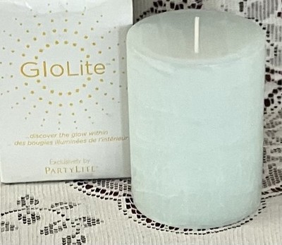 PartyLite CALM WATERS 3 x 4 GloLite Pillar Candle L34143 NIB Fresh Home Glo Lite