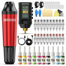 Wormhole Wireless Tattoo Practice Gun Kit with 1,800Mah Battery, 20PCS Tattoo Ne
