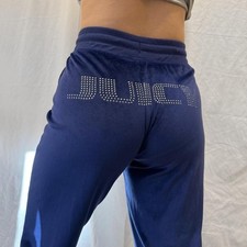 y2k juicy velour navy track pants small rhinestone