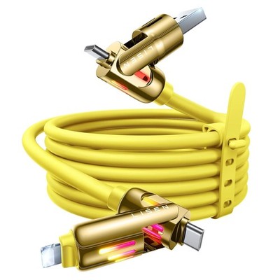 Multi-Ladekabel 240W 4-in-1 USB A/C auf C/L Gelb 2m für iPhone MacBook Samsung