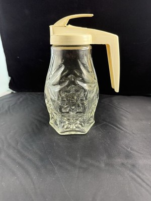 VTG Anchor Hocking Syrup Dispenser Jar 6  Early American Prescut Star of David