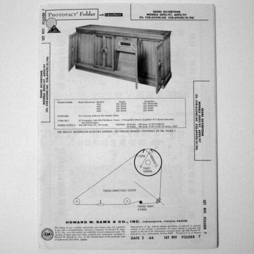 Sears Models 5095 5097 6095 6097 Stereo Console SAMS Photofact ™ 1966 - New NOS