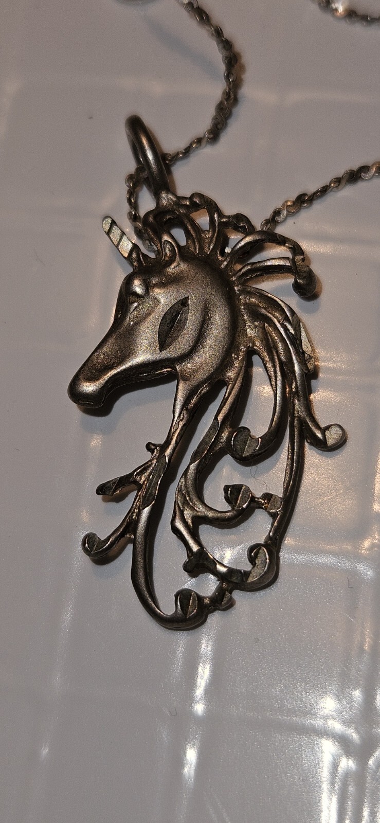 silver925 vintage unicorn necklace