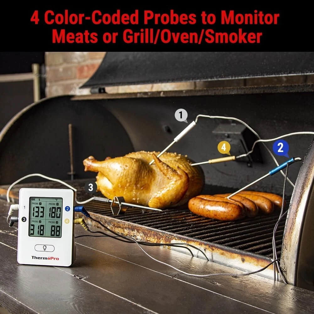 LCD Meat Thermometer with Smart Alarms & Temp Track Graph - Wireless Cooking Aid LCD Meat Thermometer with Smart Alarms & Temp Track Graph - Wireless Cooking Aid
