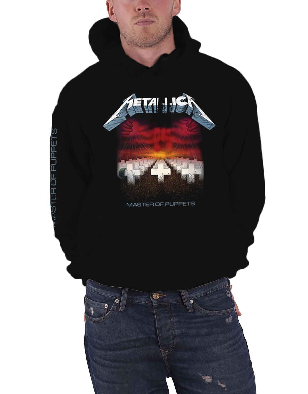 Metallica Hoodie Master Of Puppets Tracks new Official Mens Black Pullover Size