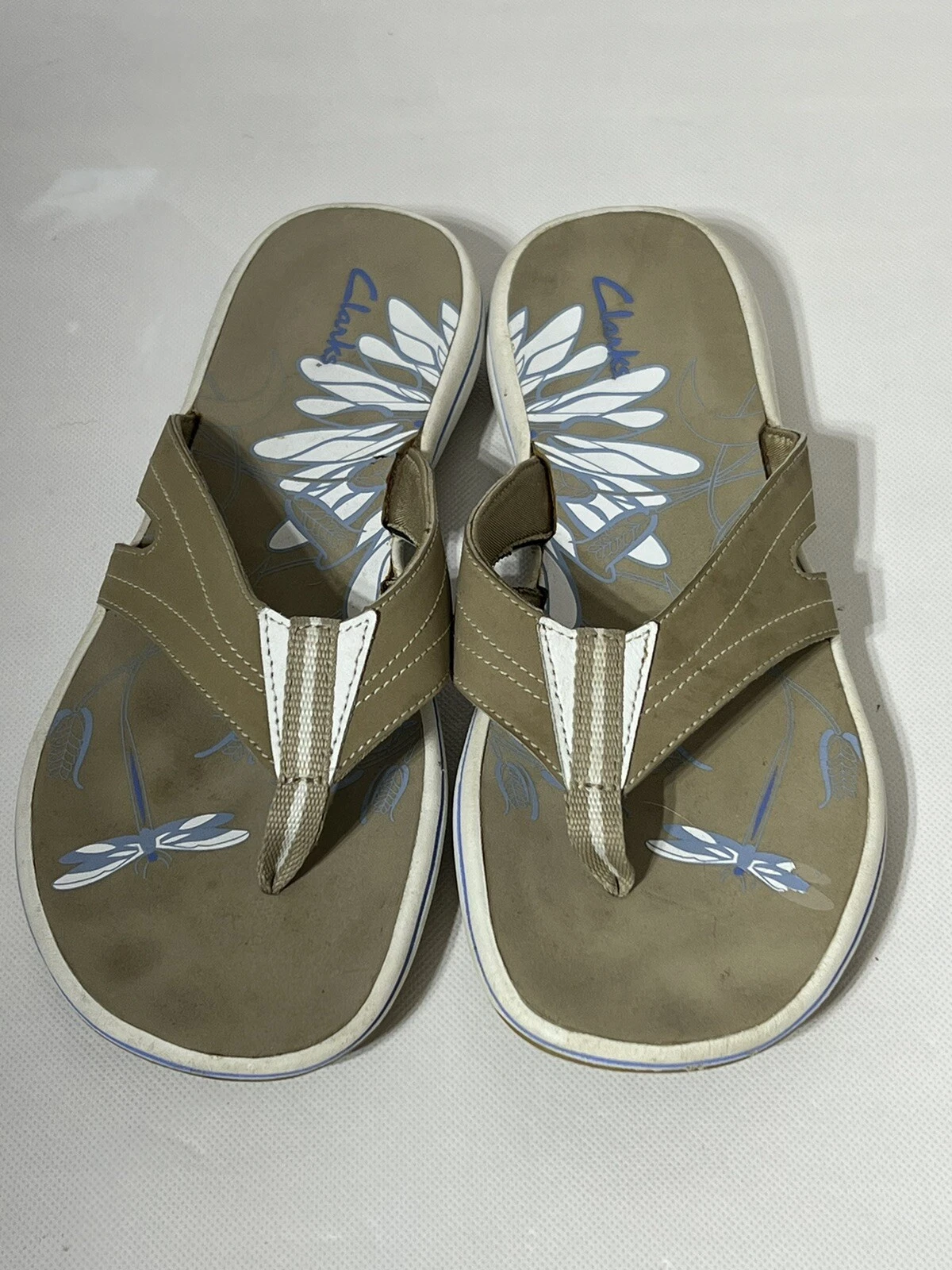 Sandali estivi CLARKS infradito donna 9M marrone beige. Casual