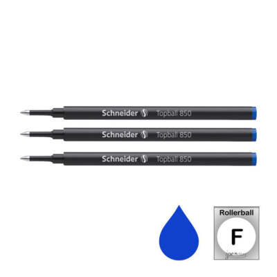 Pk/3 Schneider Topball 850 Rollerball Refills, Blue