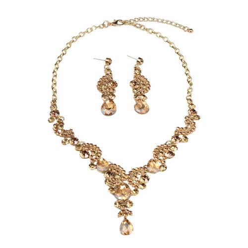 Crystal Jewelry Set Statement Necklace Earring Choker Bibs Women Bridal Wedding - Picture 83 of 174
