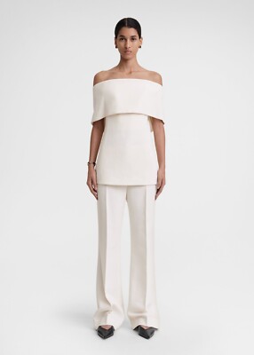 TOTEME Off Shoulder Structured Crepe Evening Top In Macademia US 4 EU 36 Org$800