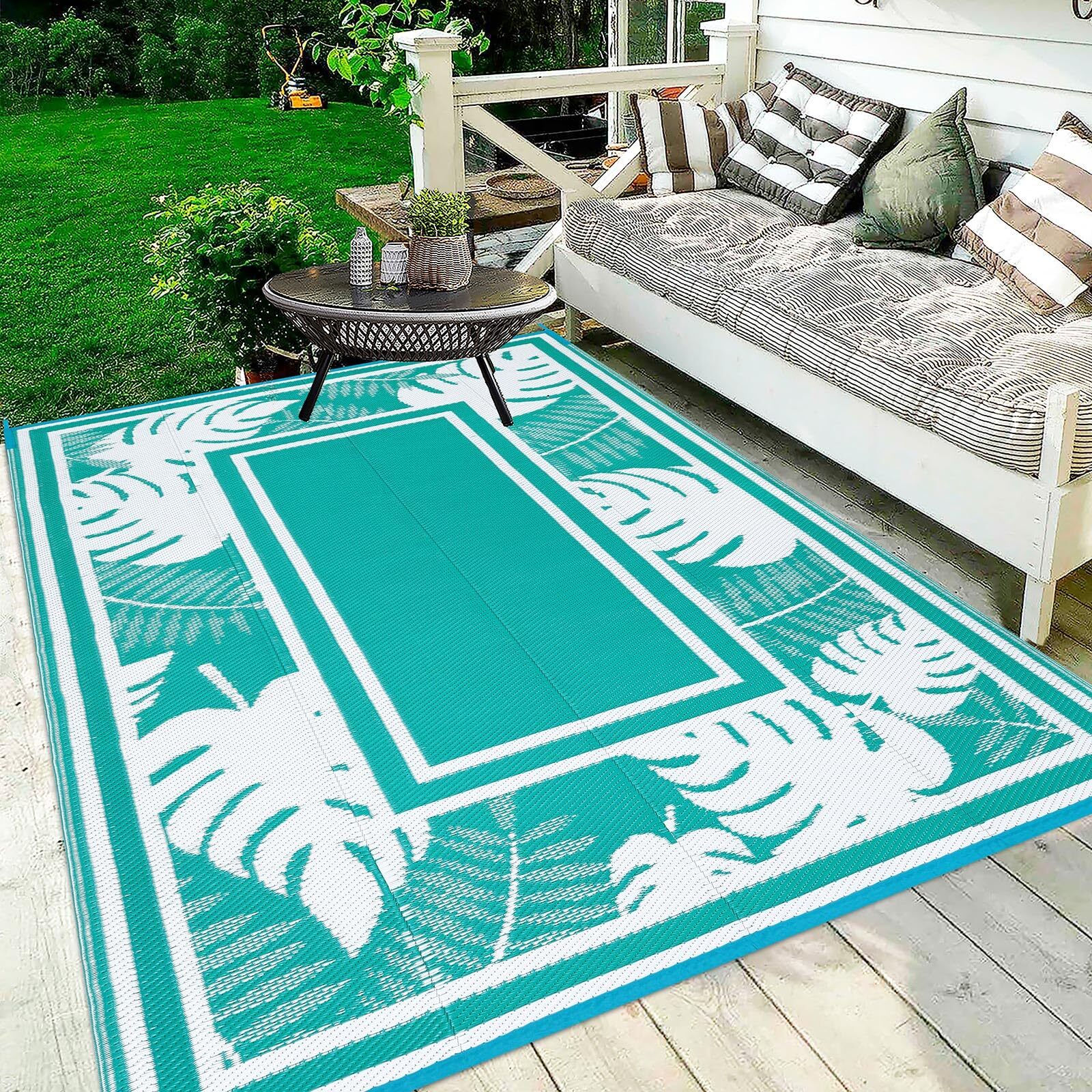 HiiARug Outdoor Rug 5x7Ft Outdoor Plastic Straw Rug Waterproof